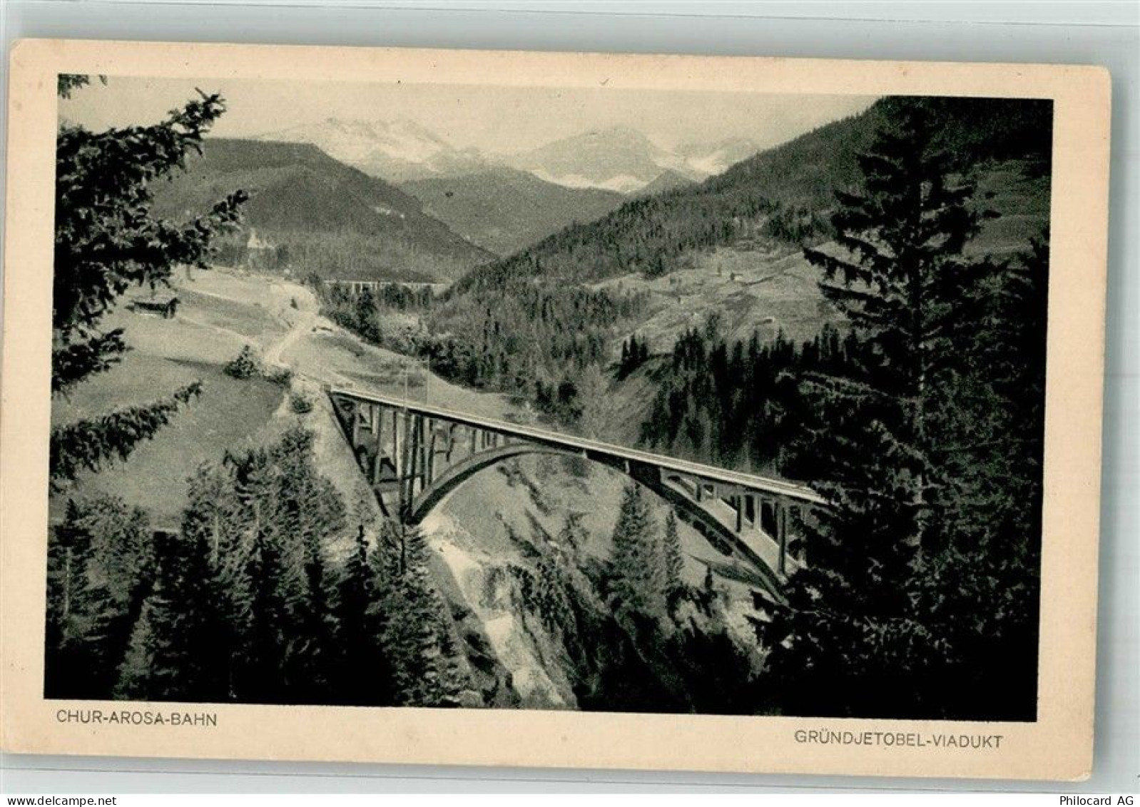 7000 Chur Coire Foto AK Gründjetobel-Viadukt Chur-Arosa-Bahn - 38223067