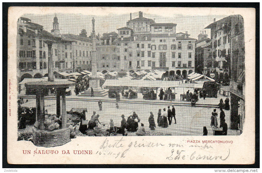 7007 - alte Ansichtskarte - Udine - Un Saluto da Udine - Piazza Mercatonuovo