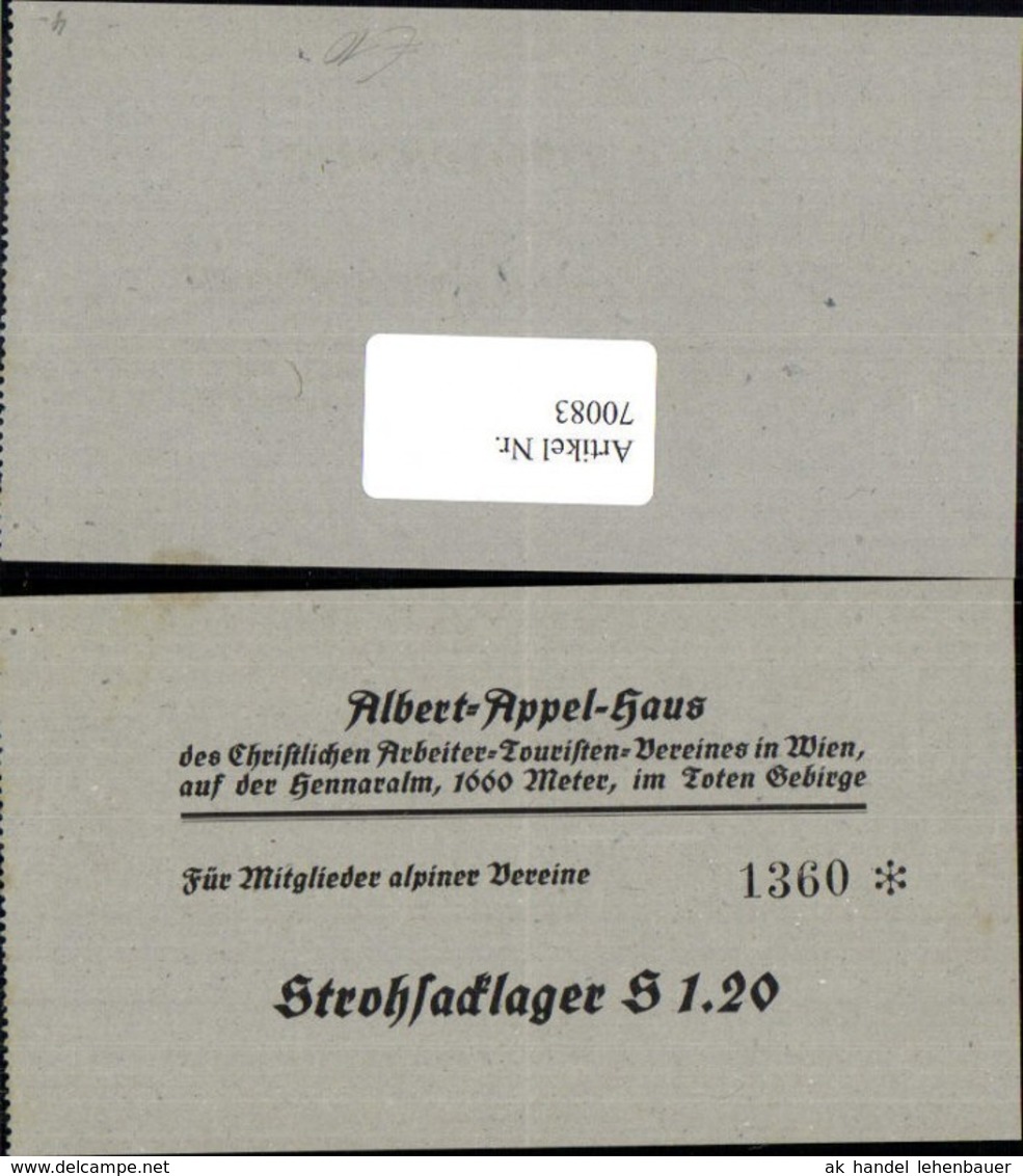 70083,Albert Appel-Haus auf der Hennaralm bei Spital am Phyrn Preisbeleg