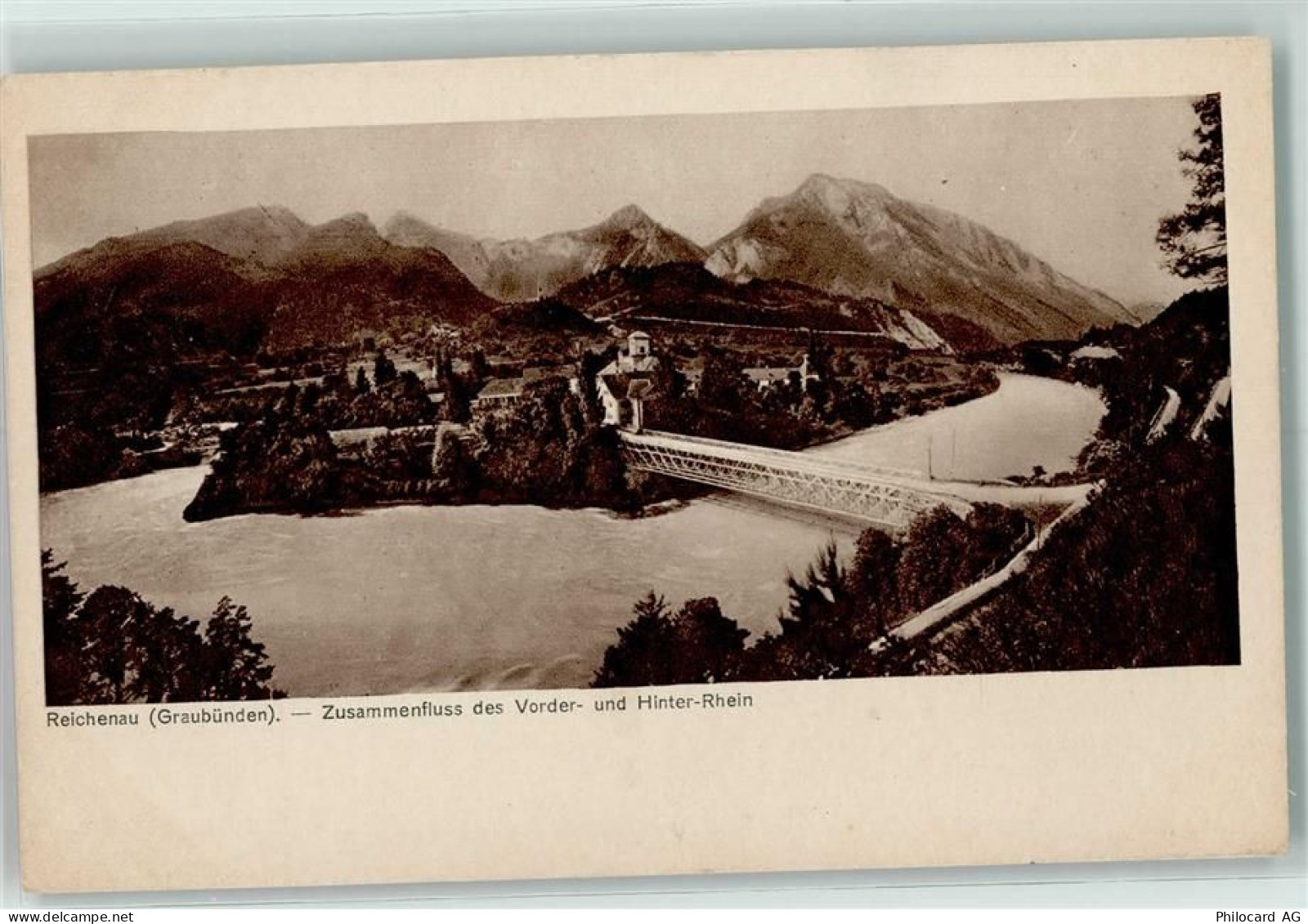 7013 Reichenau Domat/Ems 1920 - Zusammenfluss des Vorder- und Hinter-Rhe... - 10217391