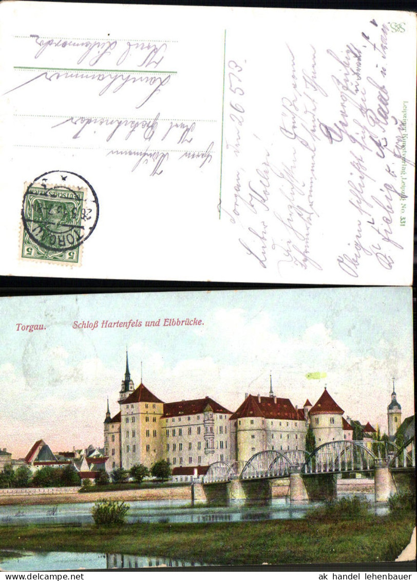 702911 Torgau Schloß Hartenfels Elbbrücke Albe Brücke LK Nordsachsen gel Lauchhammer