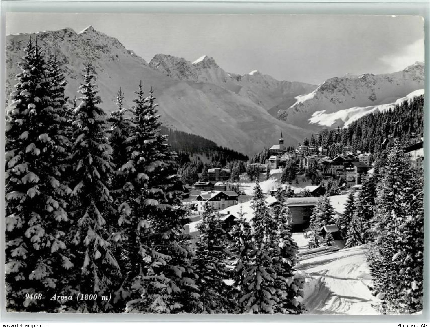 7050 Arosa - Blick nach Arosa Winteraufnahme Wald - 10156103
