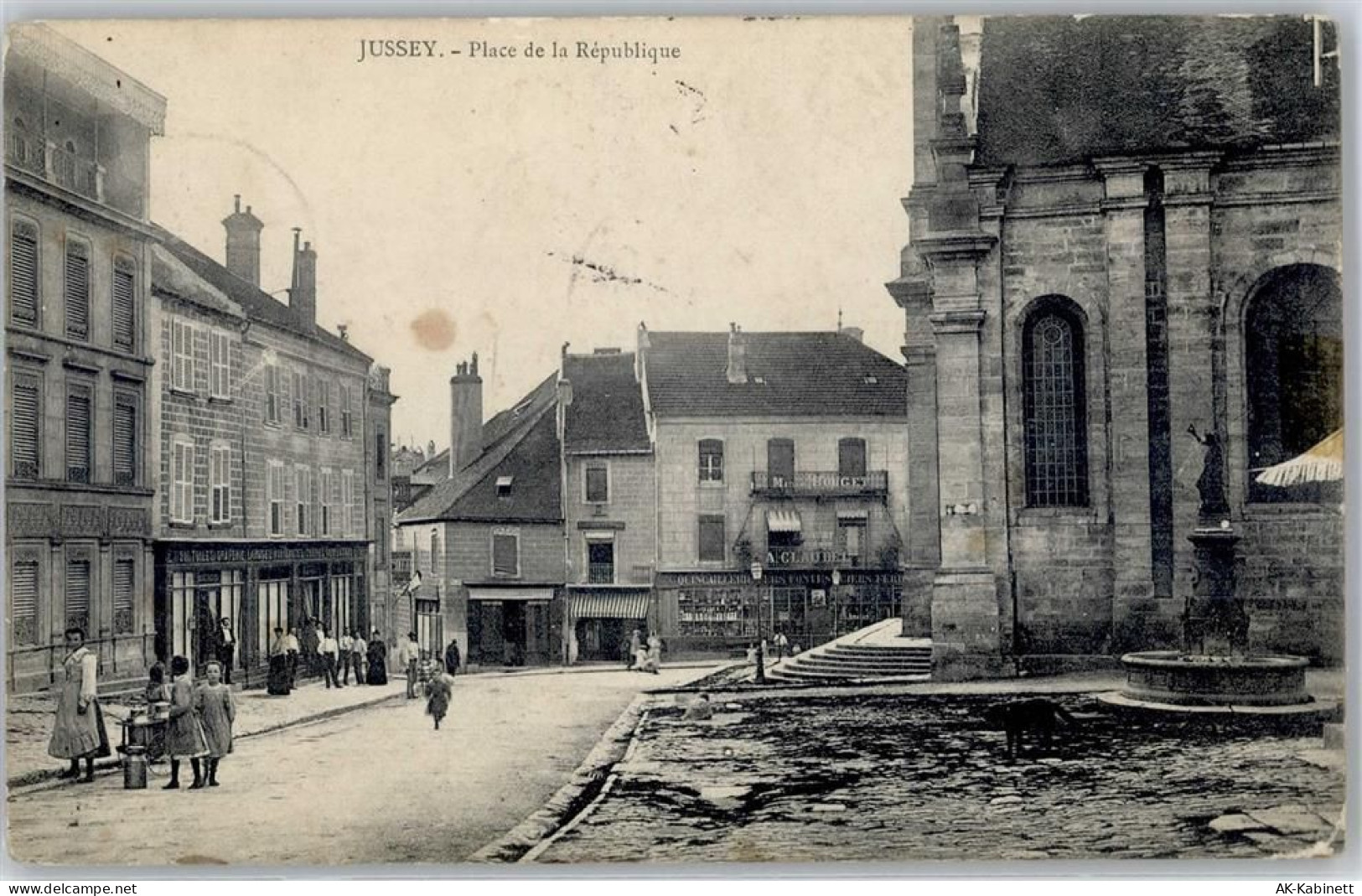 70500 Jussey 1907 - Kirche Geschäft Place de la Republique - 51422722