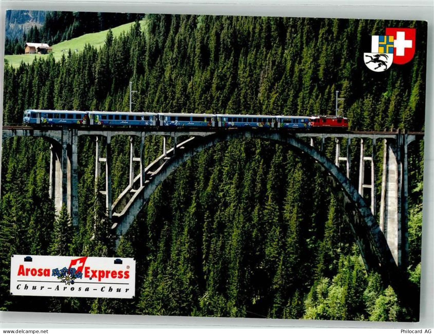 7057 Langwies Foto AK Eisenbahn Arosa-Express Langwieser Viadukt - 38193775