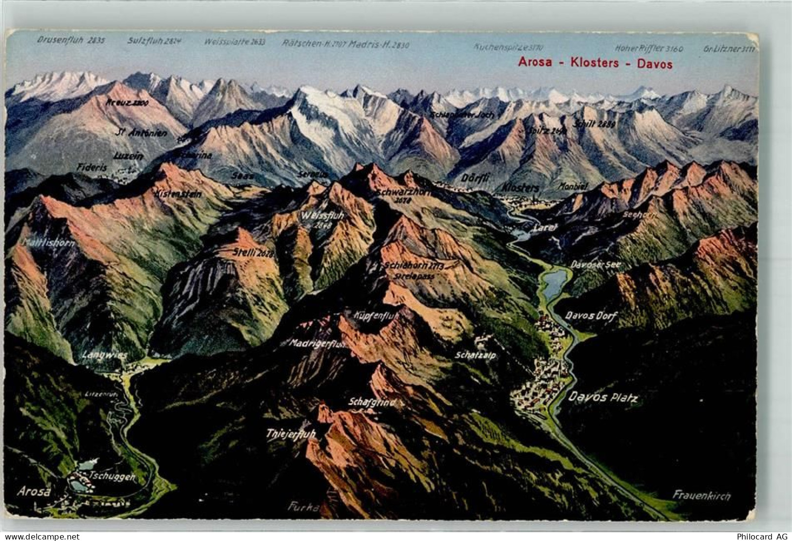 7057 Langwies - Landkarte Arosa Klosters Davos - 39702194