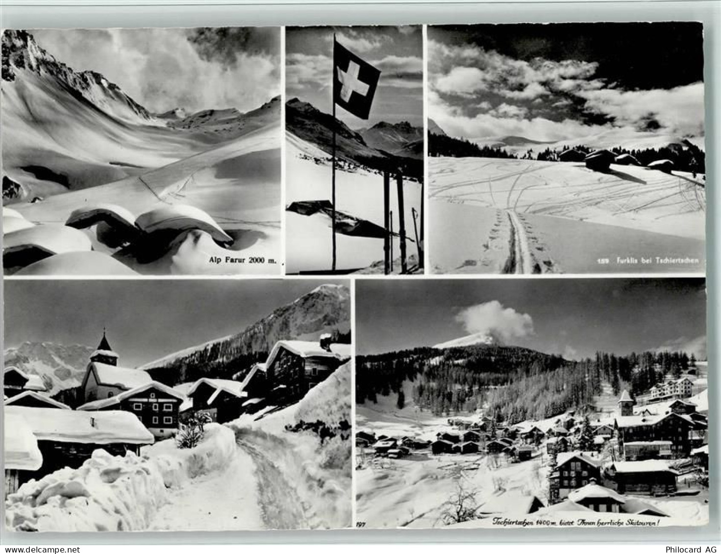 7064 Tschiertschen - Alp Farur Fahne Furklis bei Tschiertschen Ortsansic... - 10156114