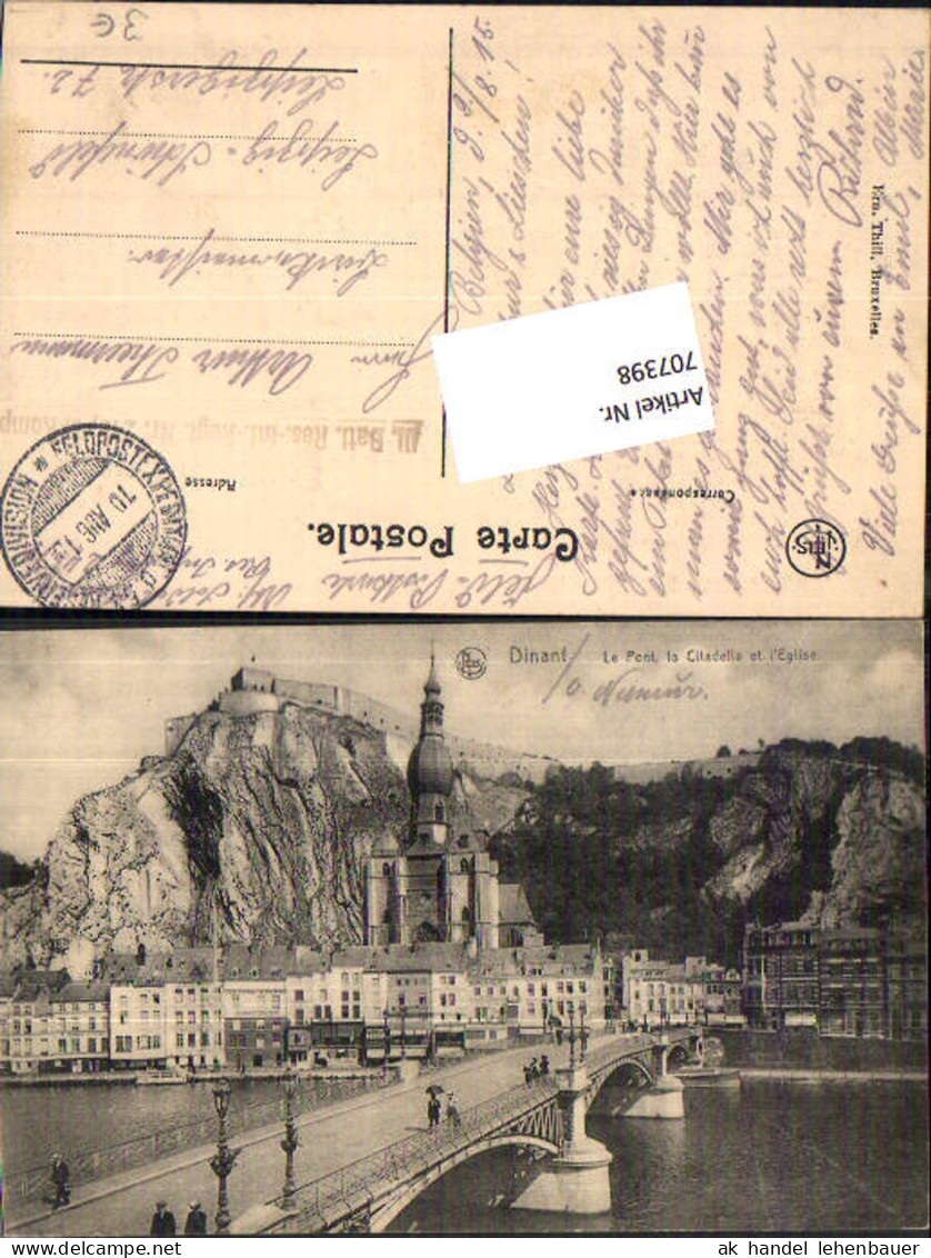 707398 Dinant Brücke Ponte Citadelle Eglise K.D. Feldpost Schönefeld Leipzig