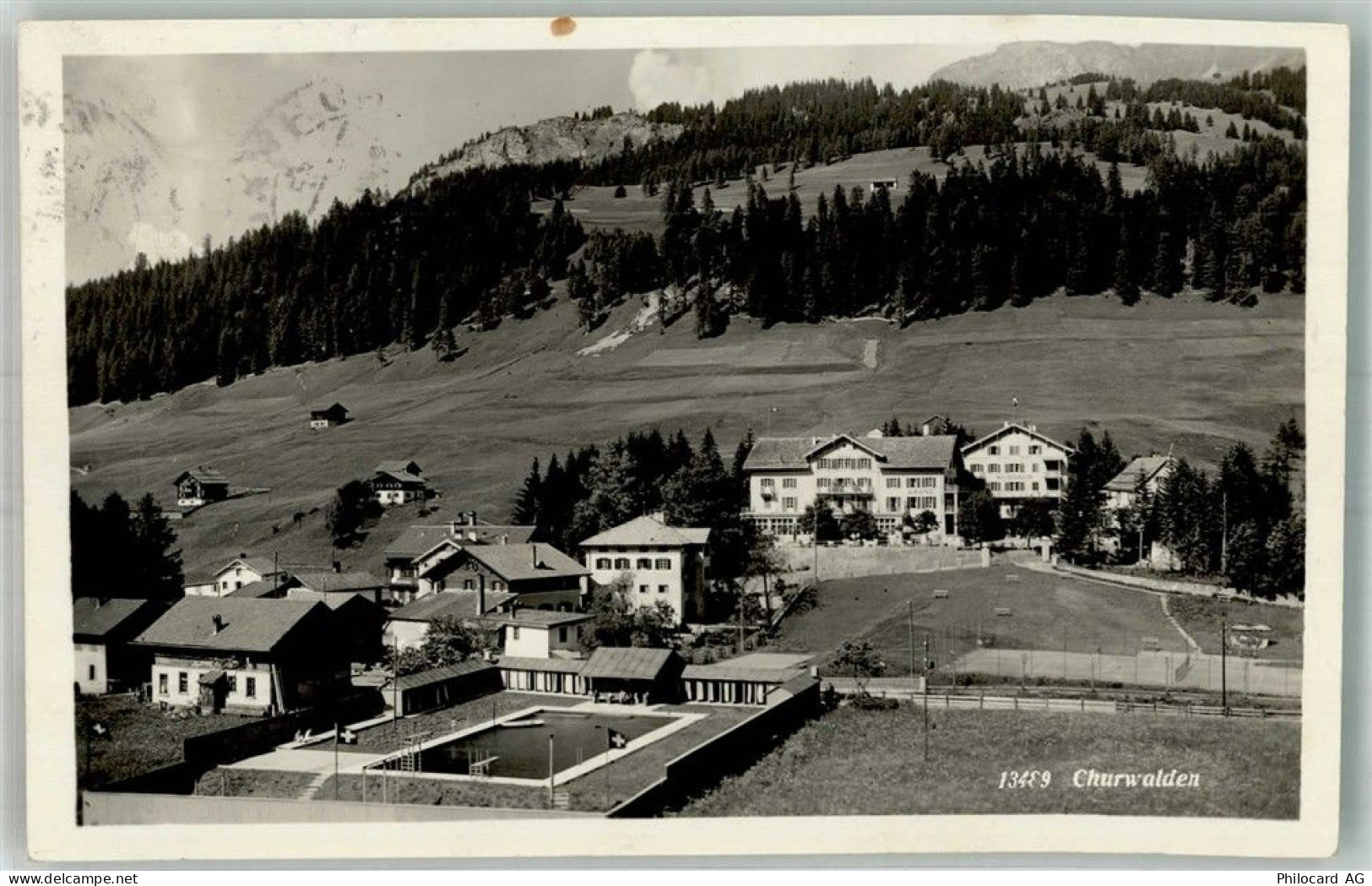 7075 Churwalden 1930 Foto AK Schwimmbad - 10753069