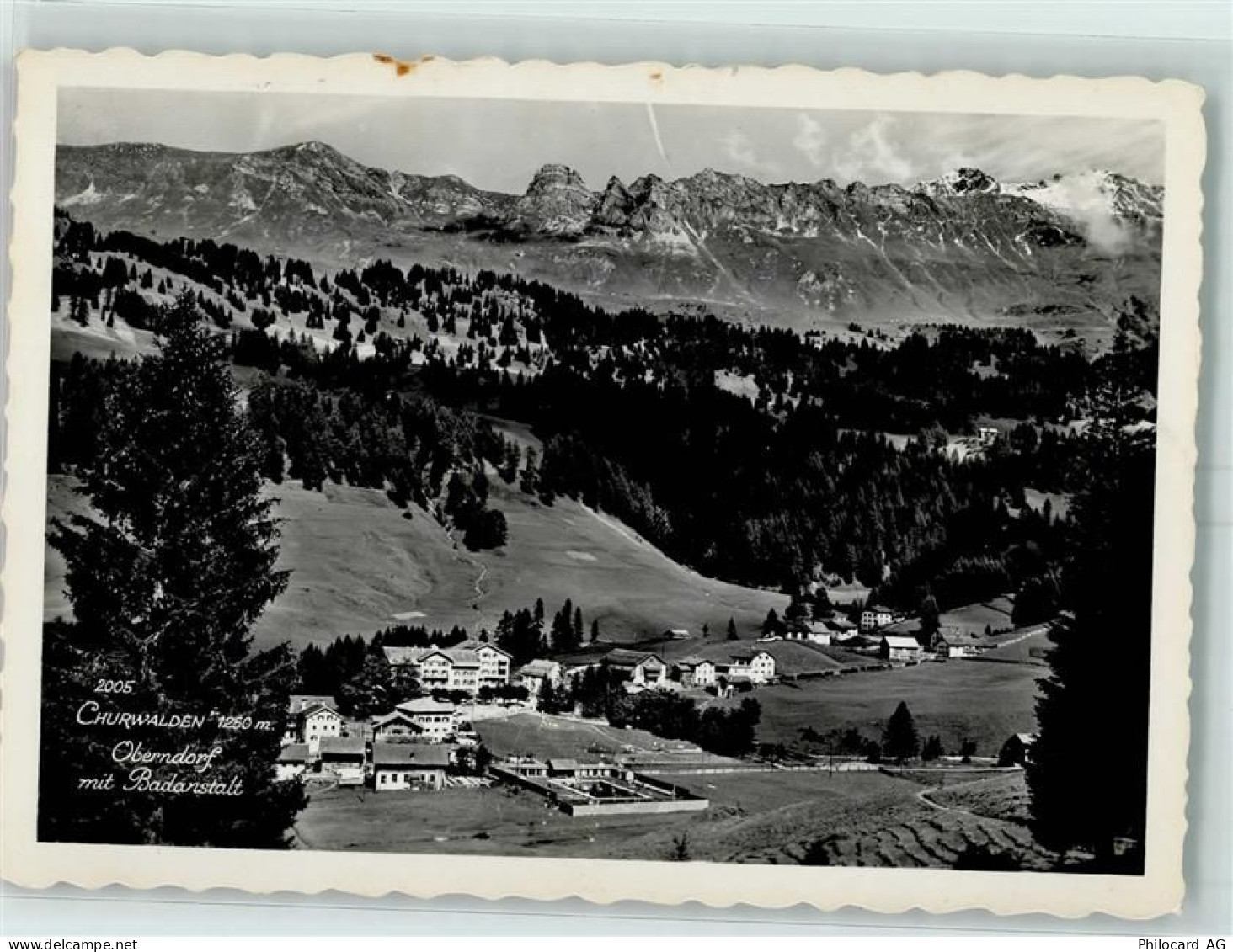 7075 Churwalden 1949 - Oberndorf mit Badanstalt - 10395502