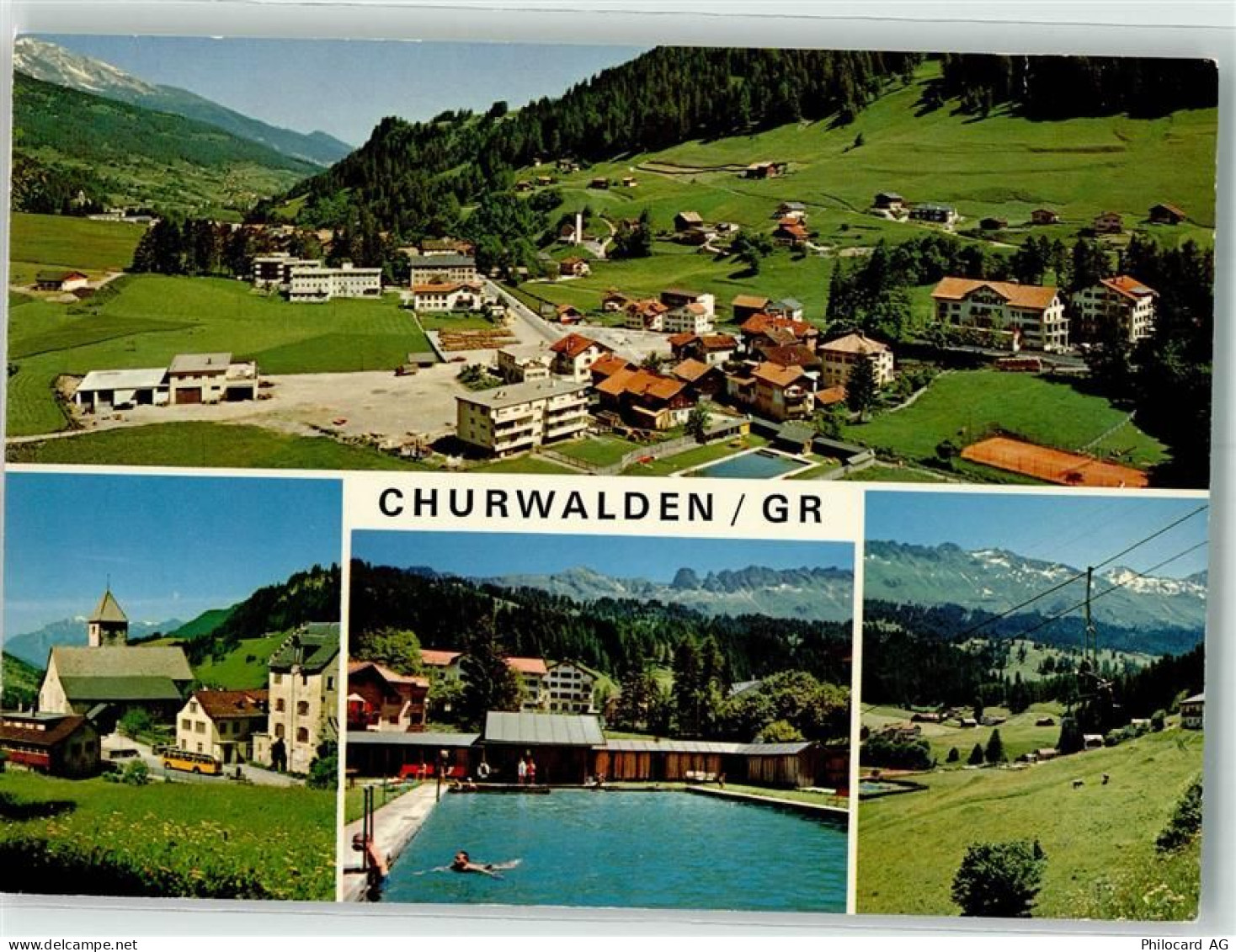 7075 Churwalden - Schwimmbad Seilbahn Foto Gross - 39698141