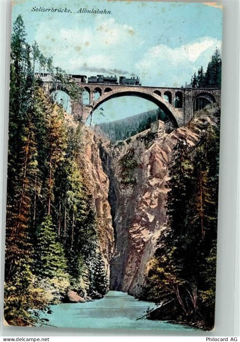 7082 Vaz/Obervaz 1921 Gebrauchsspuren Eisenbahn Albulabahn Soliserbrücke... - 38070281