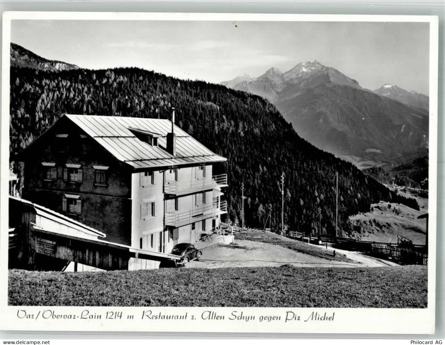 7082 Vaz/Obervaz 1973 Foto AK VW Käfer Gasthaus zur Alten Schyn - 10749419