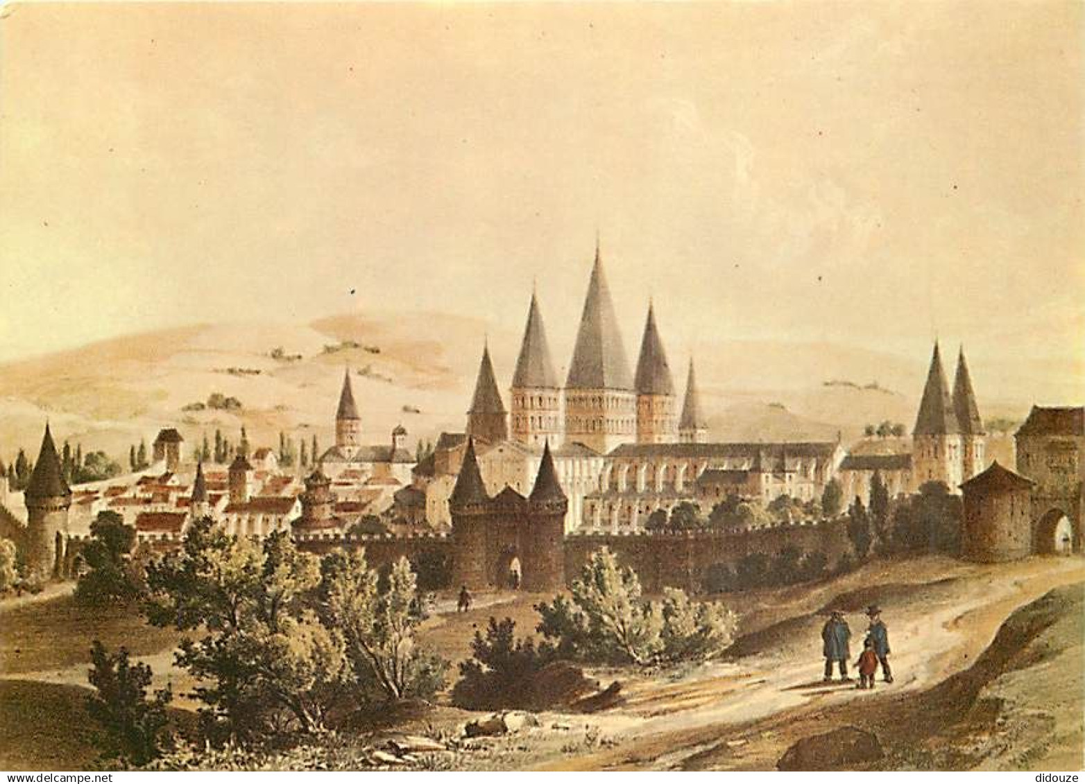 71 - Cluny - Bourgogne au Temps Jadis - Vue générale de l'ancienne Abbaye de Cluny - D'après une gravure d'époque - Grav