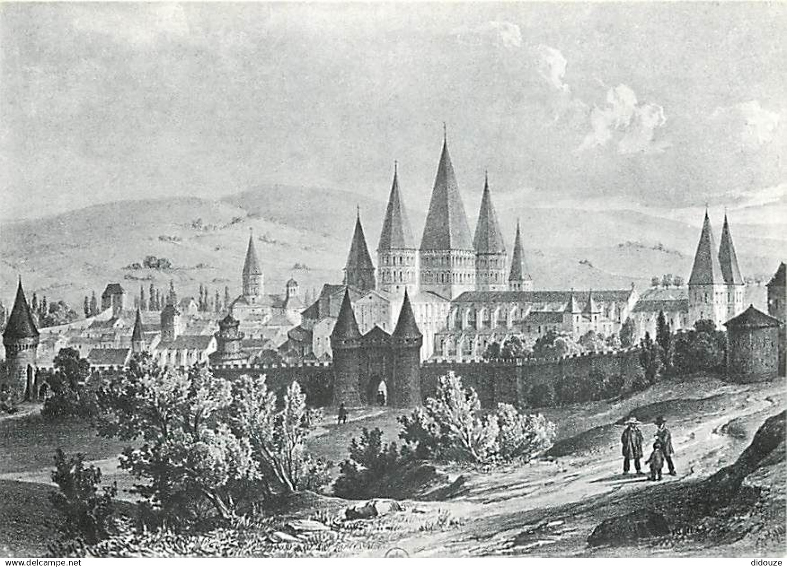 71 - Cluny - Bourgogne au Temps Jadis - Vue générale de l'ancienne Abbaye de Cluny - D'après une gravure d'époque - Grav