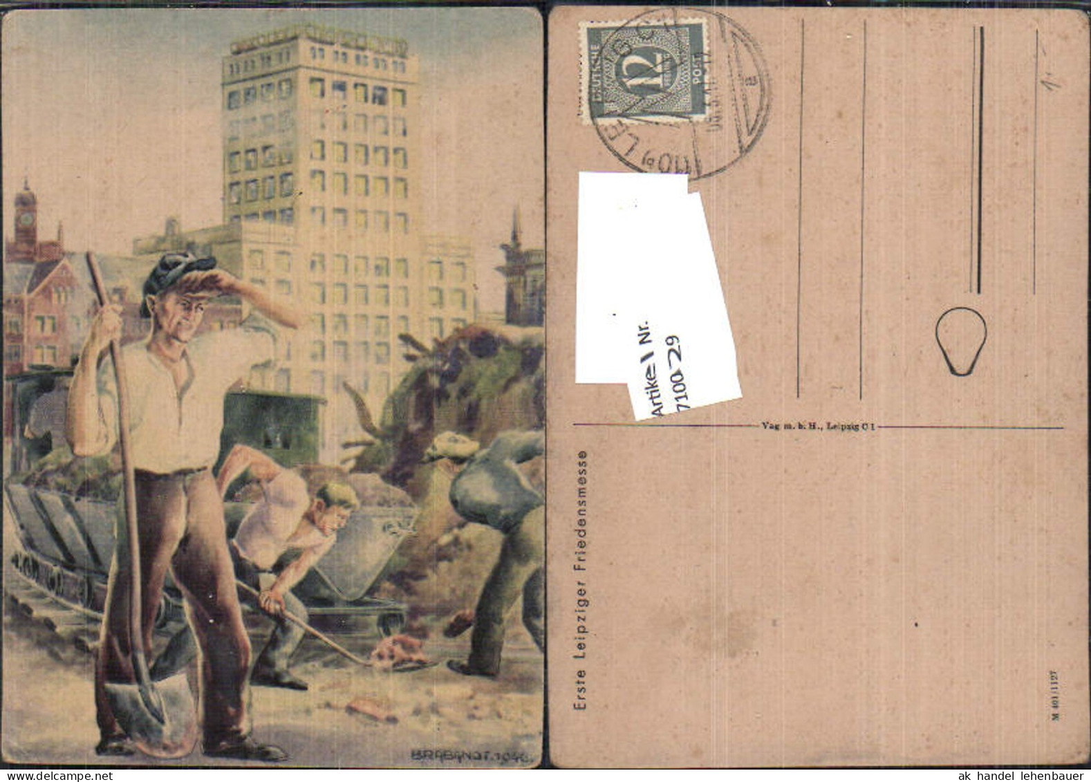 710029 Künstler AK Brabandt 1946 Erste Leipziger Friedensmesse Leipzig Berufe Politik