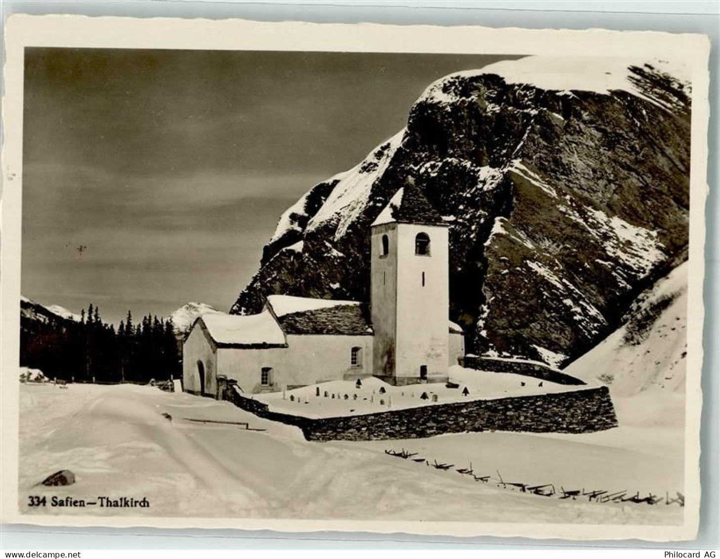 7109 Thalkirch Foto AK Kirche Winter Safien - 39698143