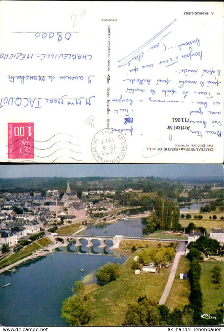 711061 France Fliegeraufnahme Chateauneuf-sur-Sarthe Vue generale aerienne