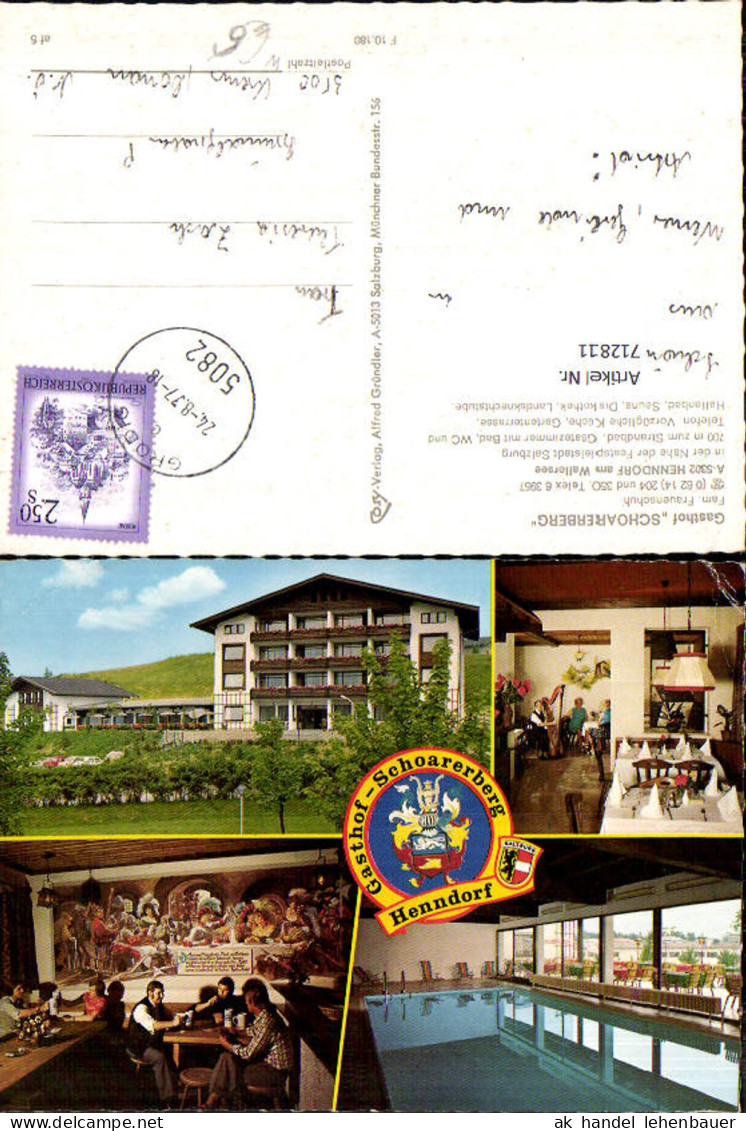 712811 Mehrbild AK Henndorf am Wallersee Gasthof Schoarerberg Hallenbad Gaststube Bier