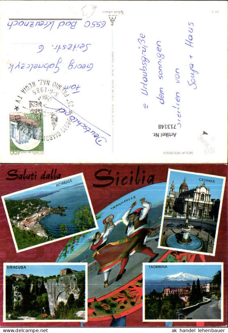 713148 Mehrbild AK Sicilia Pittoresca Acireale Catania Siracusa Taormina Italy
