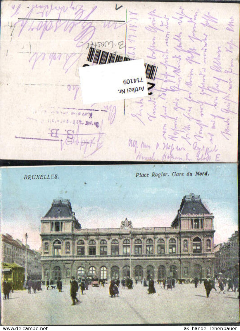 714109 Brüssel Bruxelles Place Rogier Gare du Nord Bahnhof Feldpost Gersdorf
