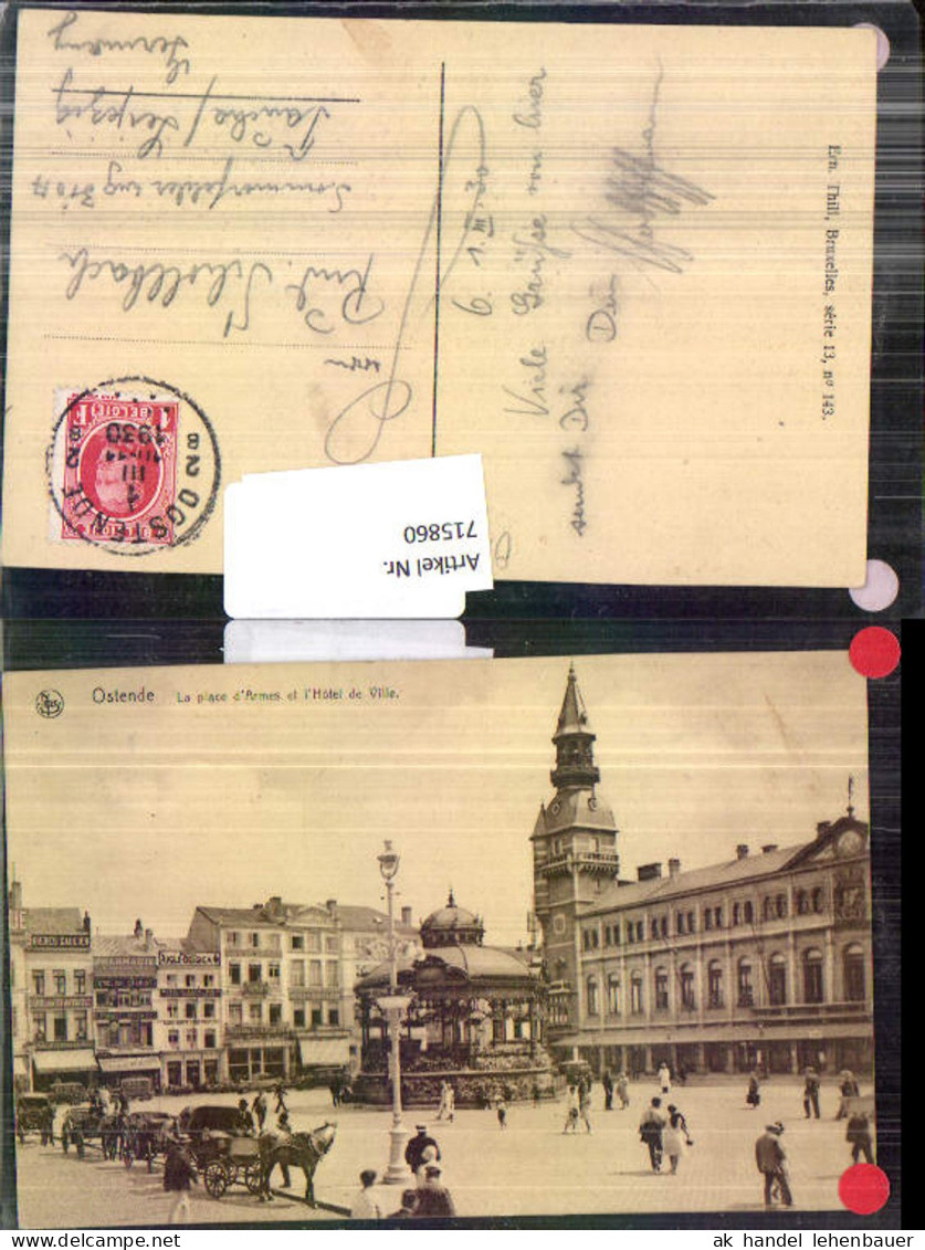 715860 Belgium Ostende Place de Armes Hotel de Ville gel Taucha Leipzig