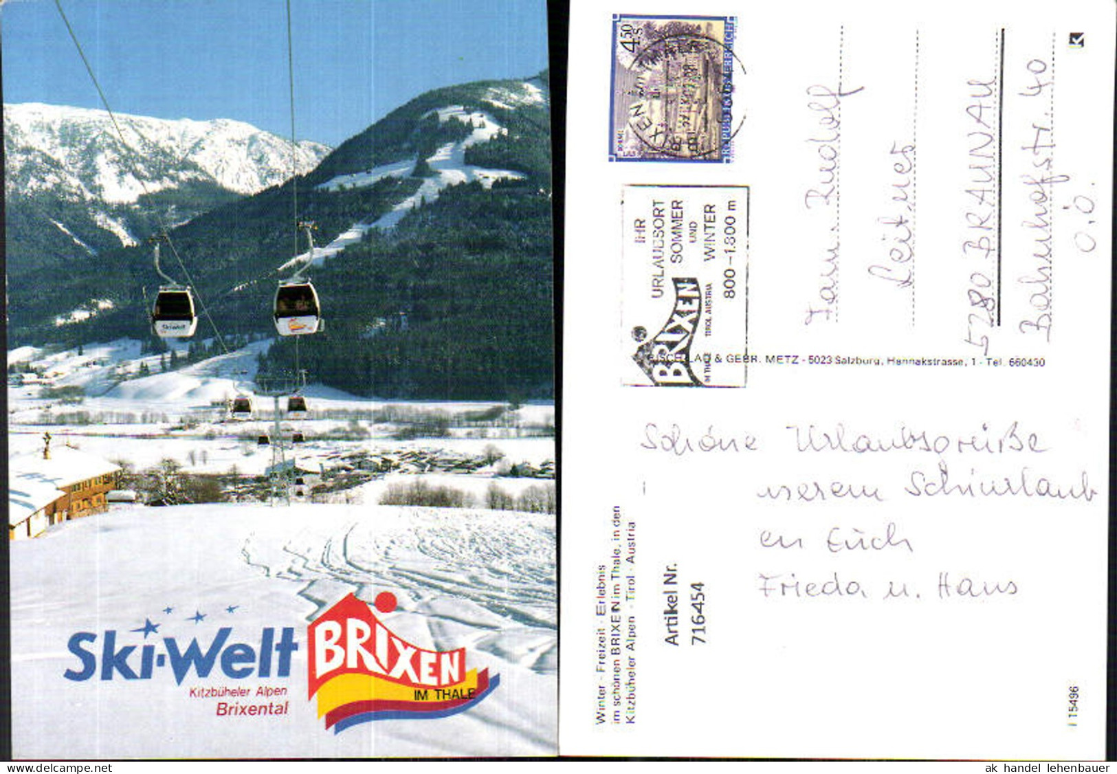 716454 Brixen im Thale Skiwelt Wintersport Seilbahn Gondel