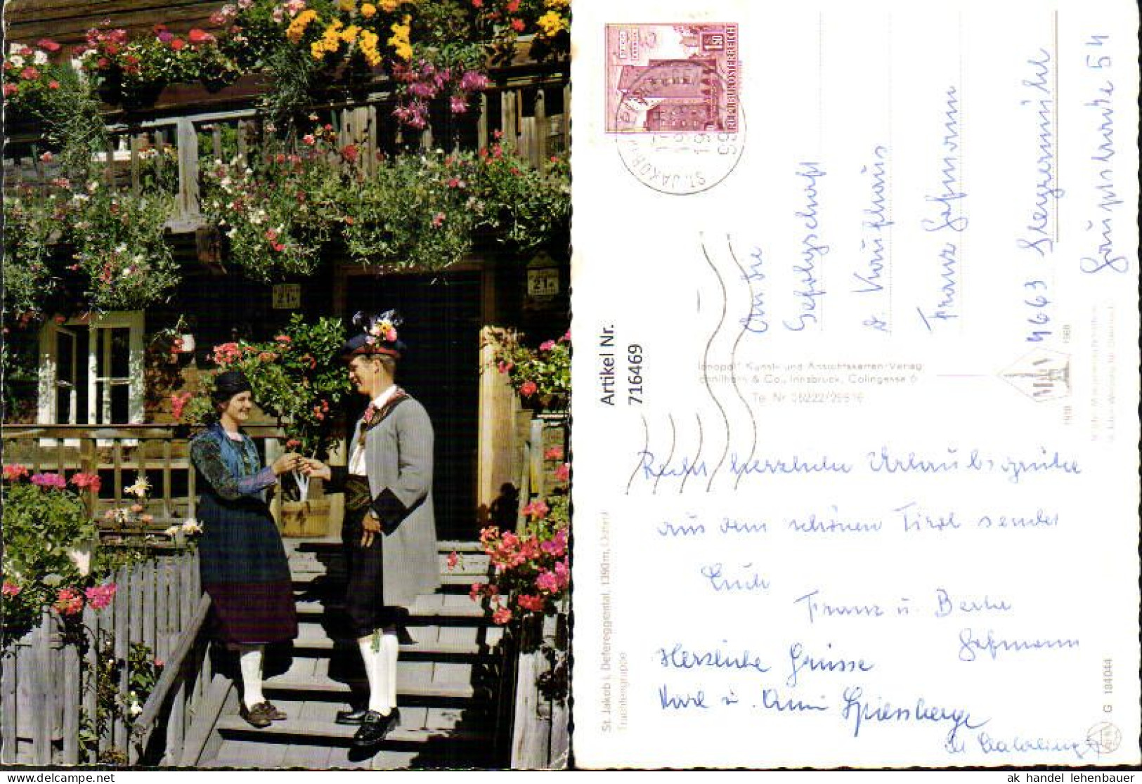 716469 St Jakob im Defereggental Osttirol Trachtengruppe Tracht Paar vor Haus