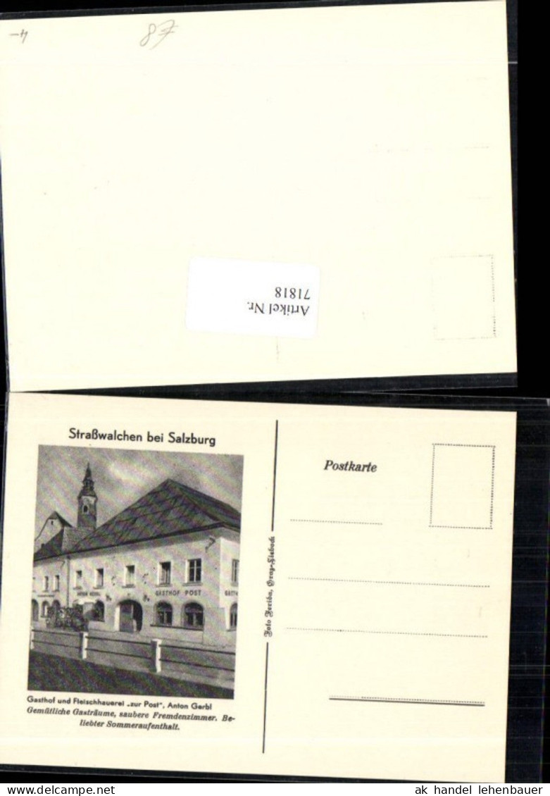 71818,Straßwalchen bei Salzburg Gasthof Fleischhauerei Zur Post Inhaber Anton Gerbl Detailansicht