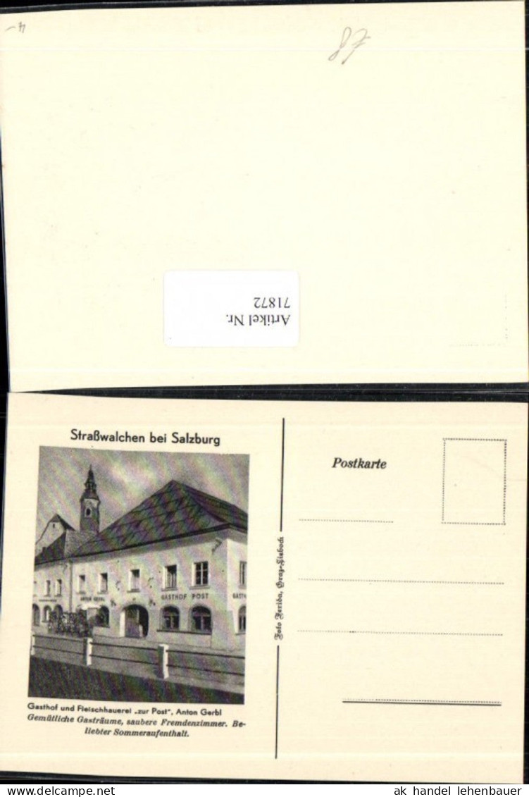 71872,Straßwalchen bei Salzburg Gasthof Fleischhauerei Zur Post Inhaber Anton Gerbl Detailansicht