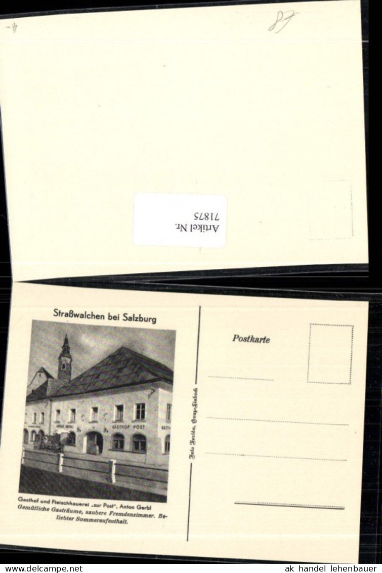 71875,Straßwalchen bei Salzburg Gasthof Fleischhauerei Zur Post Inhaber Anton Gerbl Detailansicht