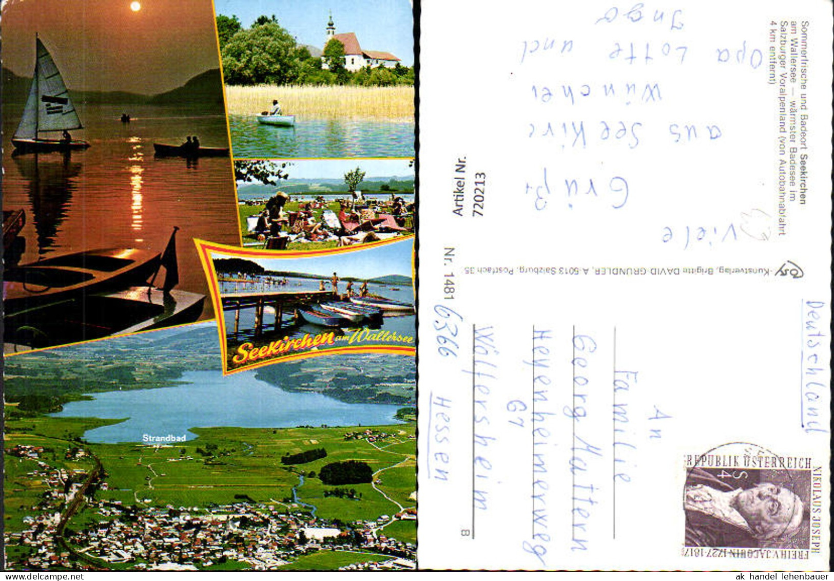 720213 Mehrbild AK Seekirchen a. Wallersee Strandbad Segelboot Badeufer Boote a. Anleger