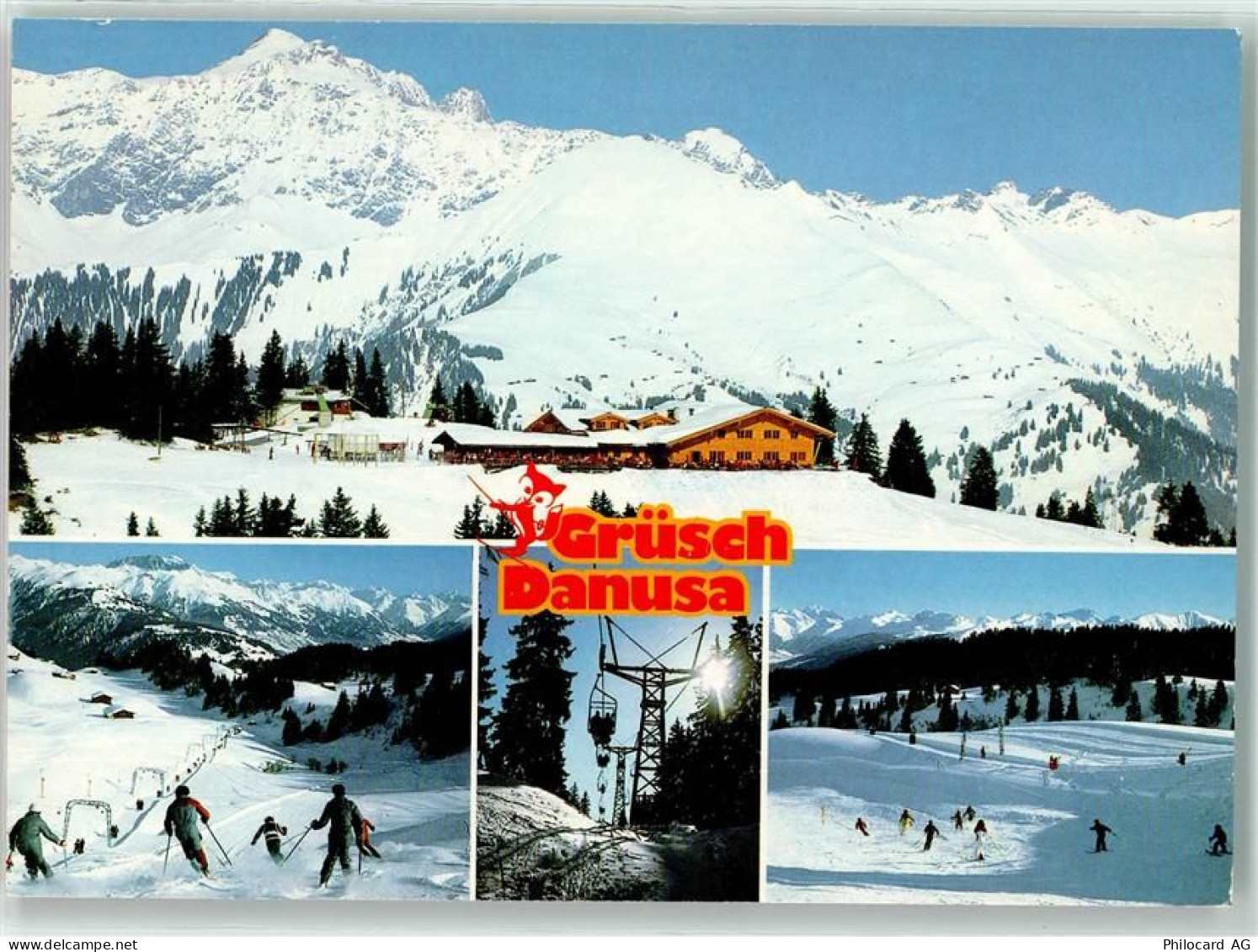 7214 Grüsch Seewis Winter Seilbahn Sportplatz Gasthaus Schwänzelegg - 39492292