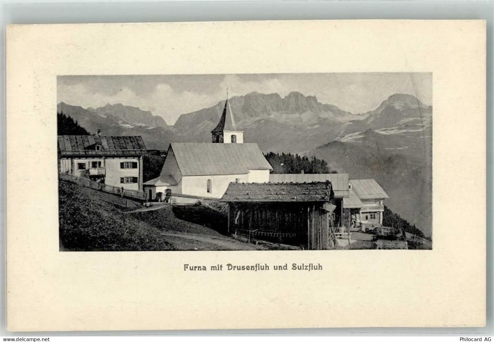 7232 Furna 1909 Foto AK Kirche Drusenfluh Sulzfluh - 14001083
