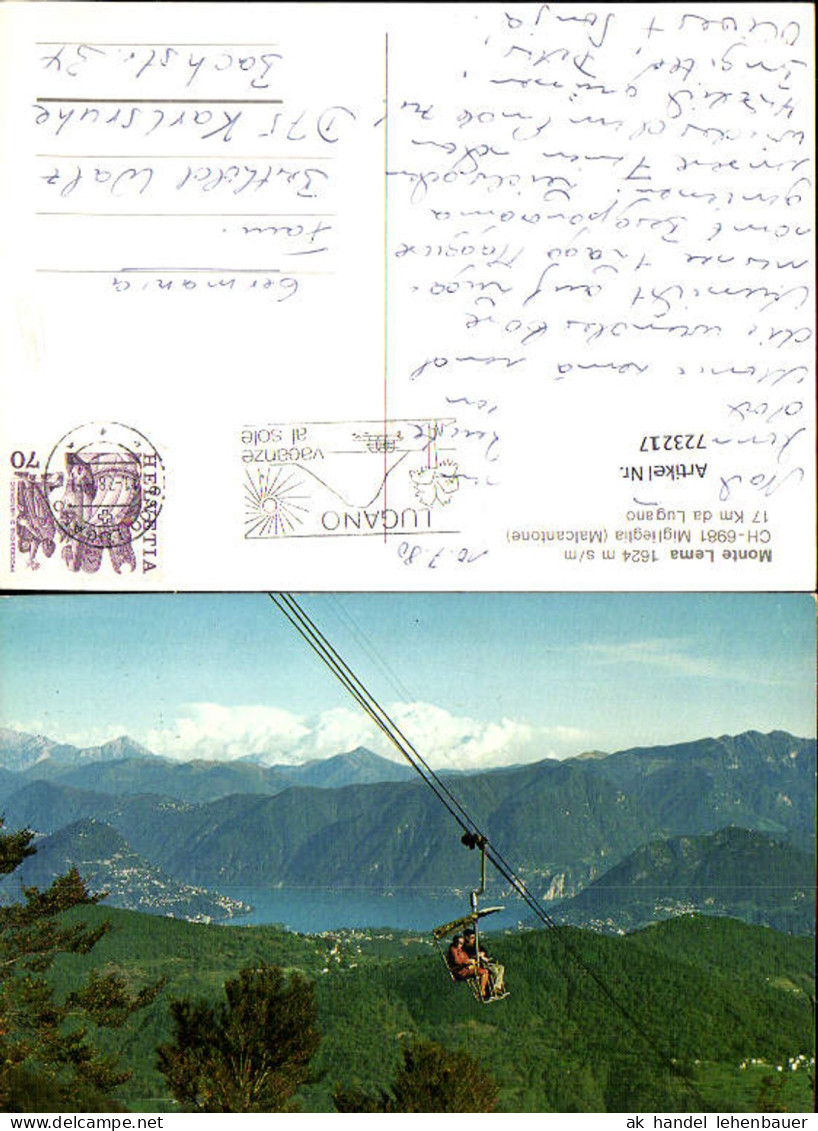 723217 Lugano Monte Lema Miglieglia Malcantone Seilbahn Sessellift