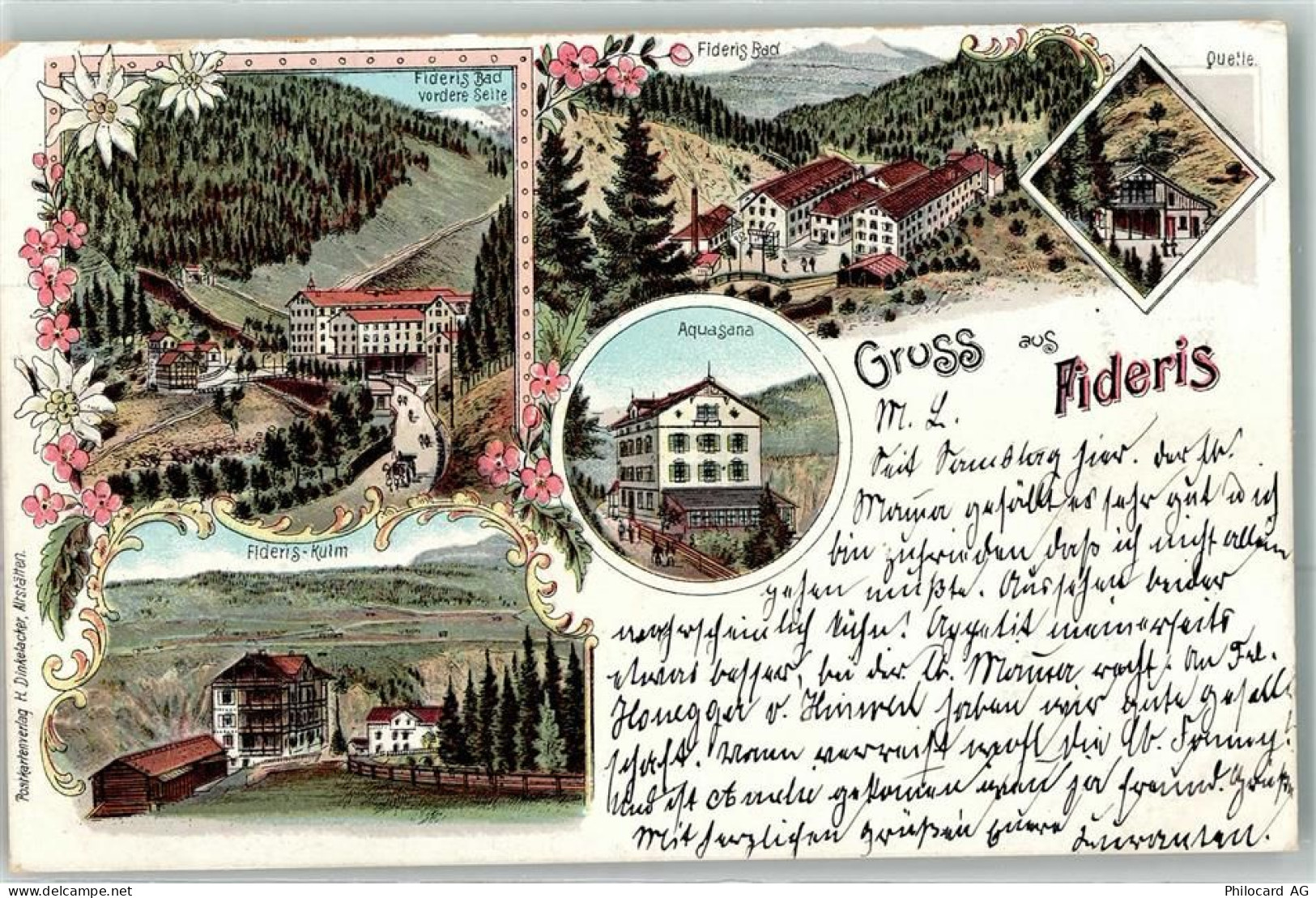 7235 Fideris 1899 Lithographie Bad Kulm Aquasana Quelle - 13616086