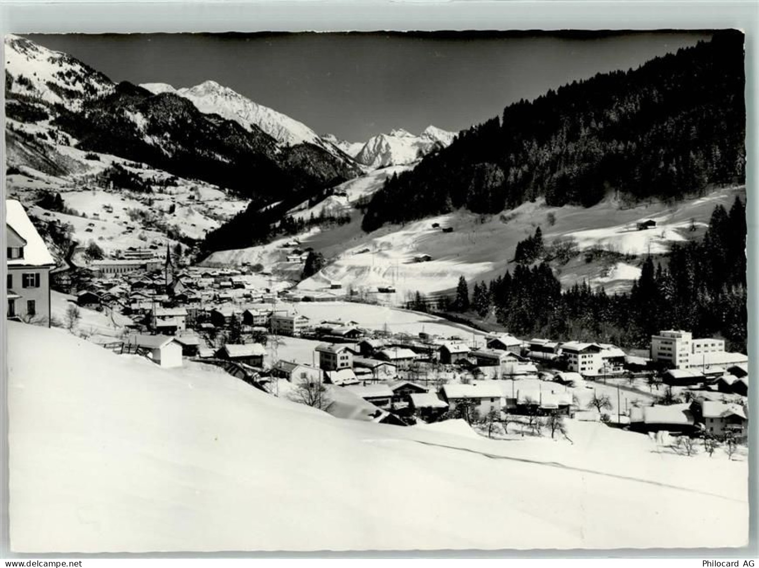 7240 Küblis Foto AK Schnee Winter Kirche Parsennabfahrt Saas Silvrettagr... - 10586134