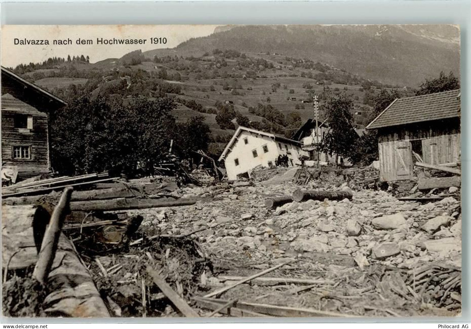 7242 Luzein 1910 - Dalvazza nach dem Hochwasser - 13414338