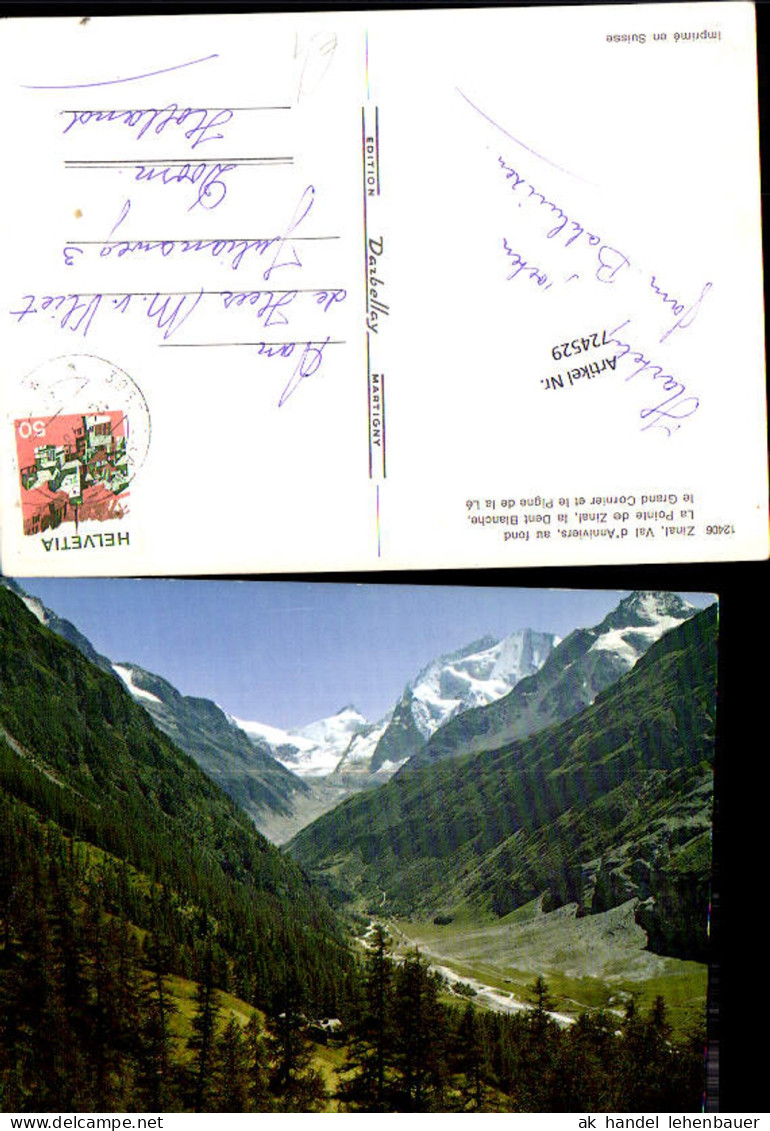 724529 Zinal Val d Anniviers au fond La Pointe de Zinal la Dent Blanche le Grand Cornier et le Pigne de la Le