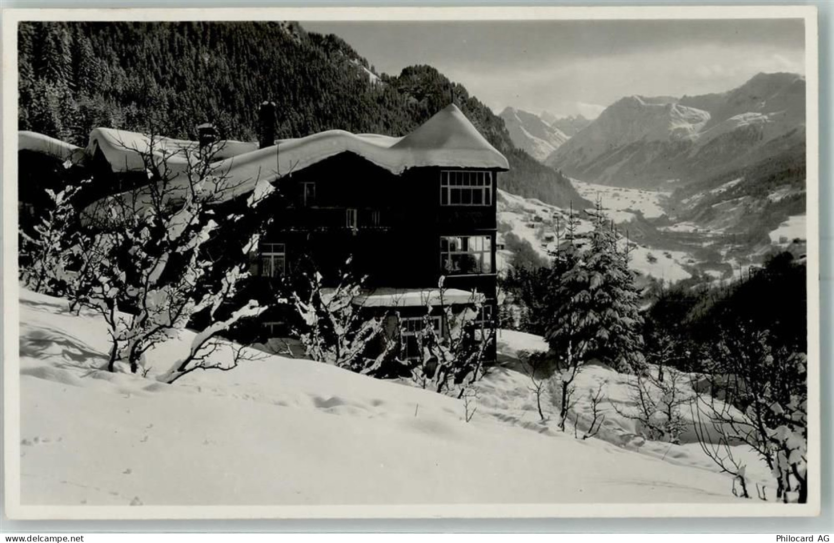 7247 Saas im Prättigau Foto AK Pension Waldhof Blick nach Klosters Winte... - 13159134