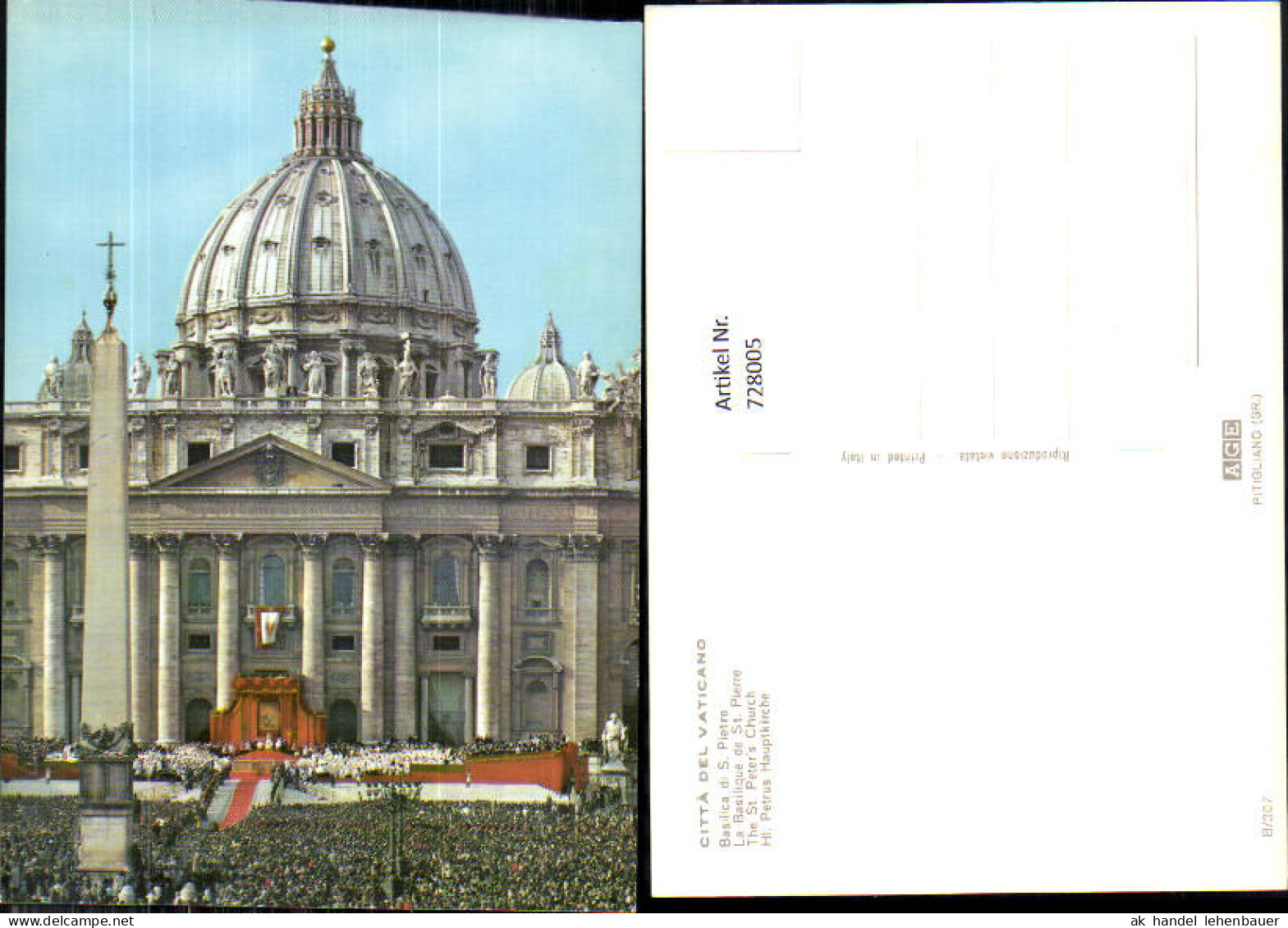 728005 Vatikan Vaticano Citta del Vaticano Basilica di S. Pietro Hl. Petrus Hauptkirche