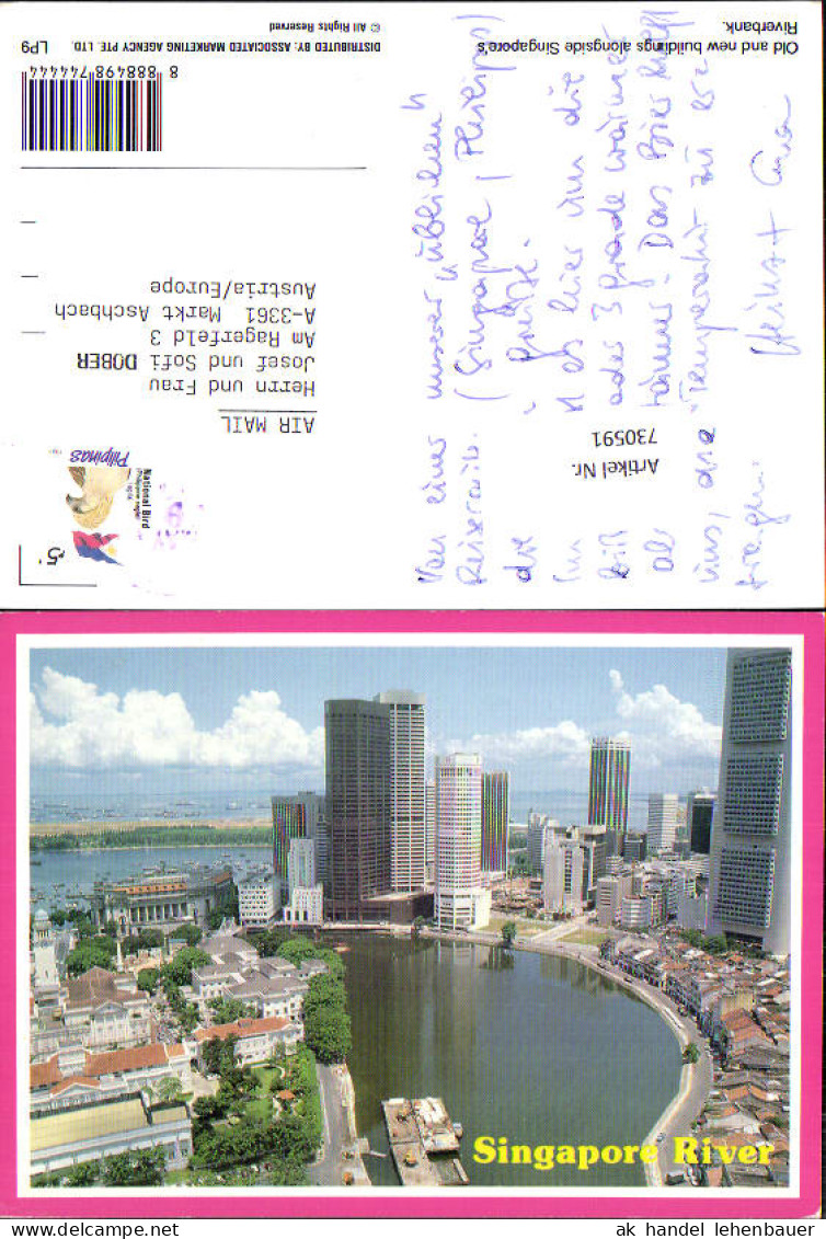 730591 Singapore River Singapur Hochhäuser Old and new buidings alongside Riverbank