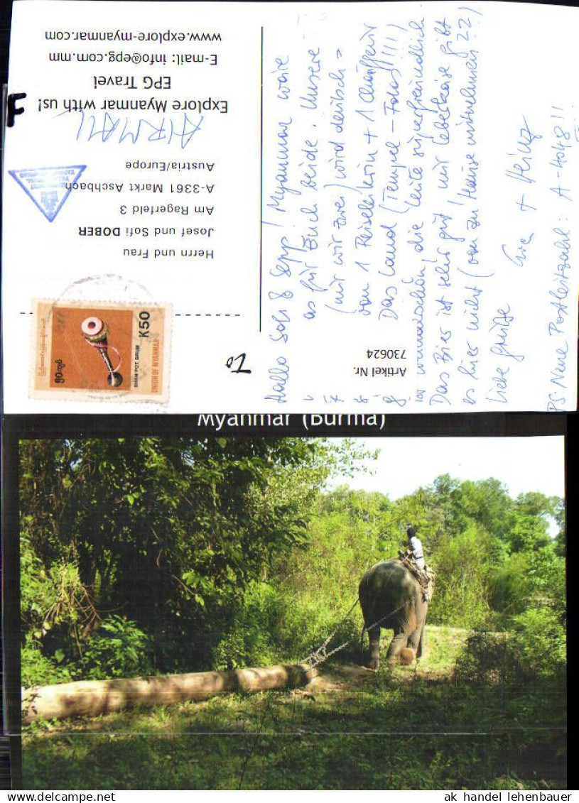 730624 Großformat AK Birma Myanmar Burma Working Elephant Phoe Kyar Camp Elefant