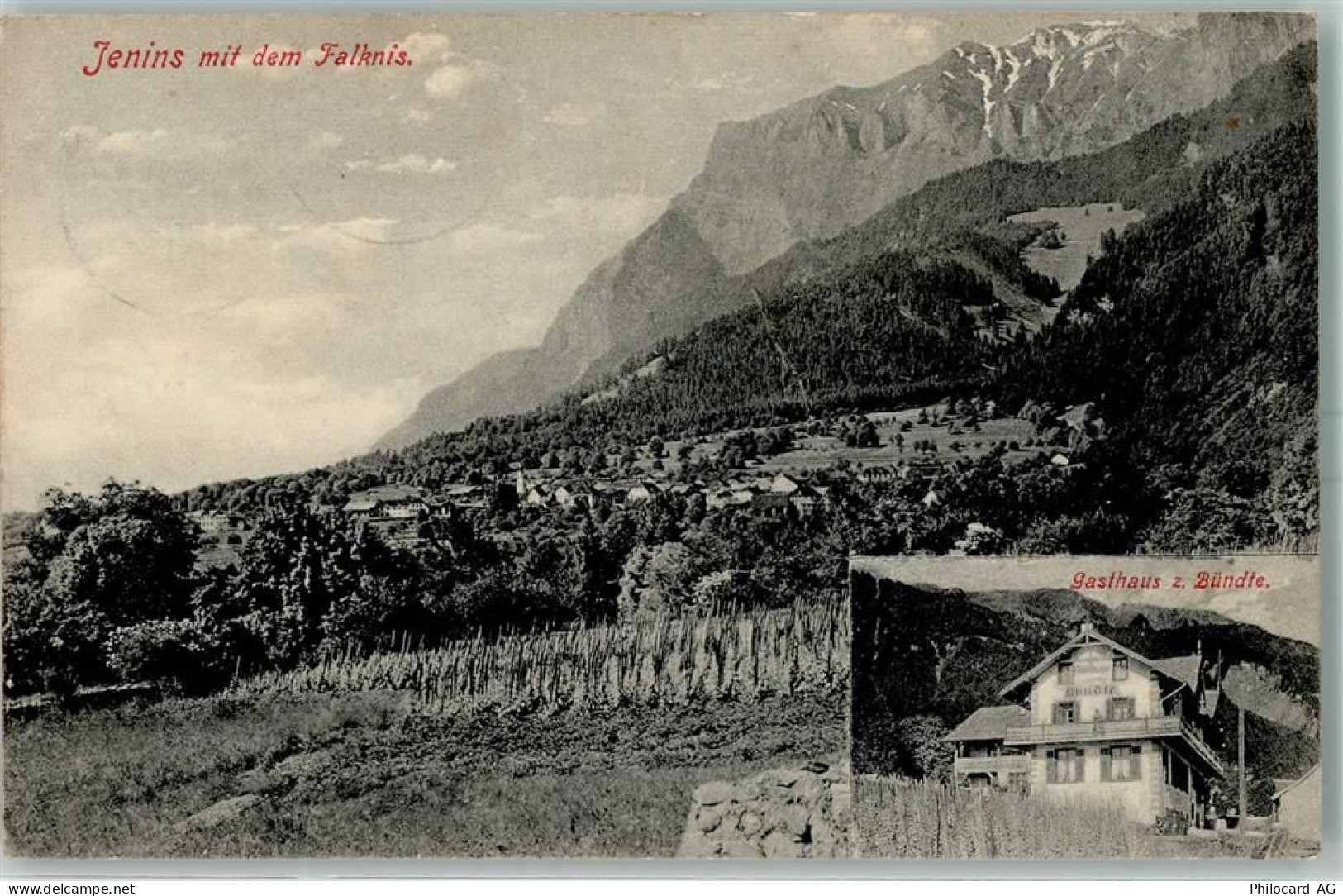 7307 Jenins 1909 - Falknis GAsthau Zum Bündte - 13232747