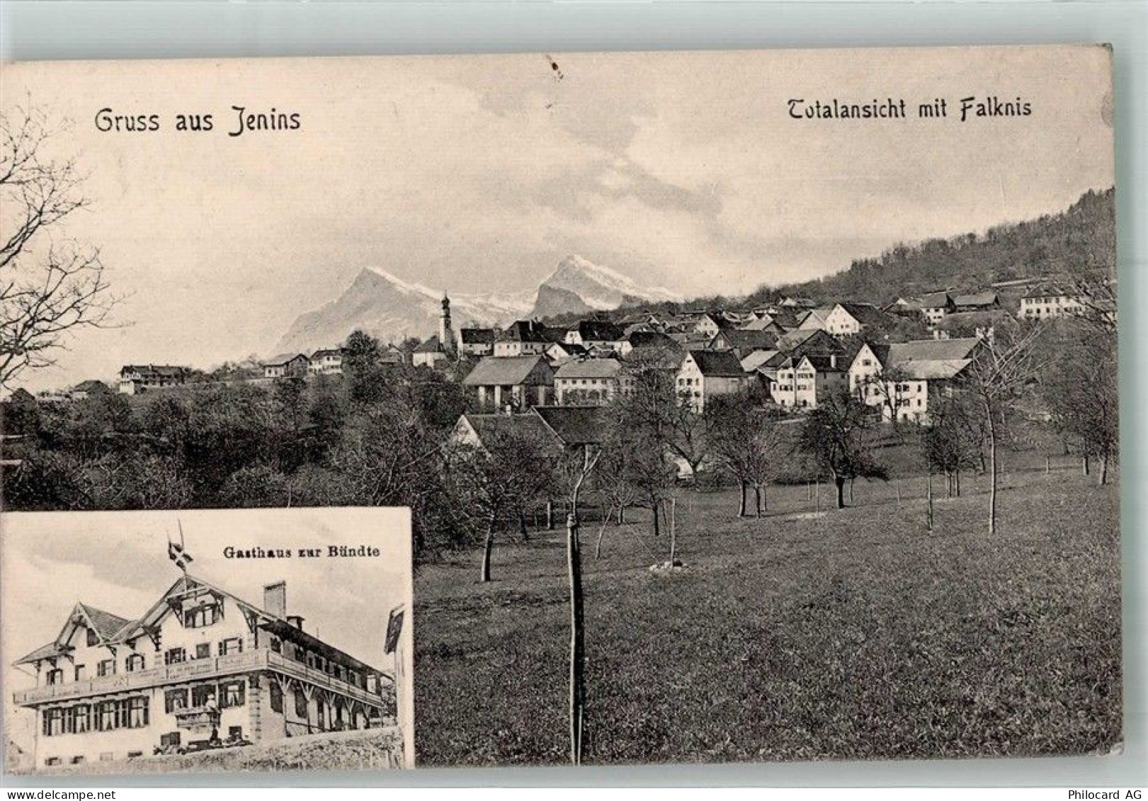 7307 Jenins 1912 Foto AK Gasthaus zur Bünde - 13597819