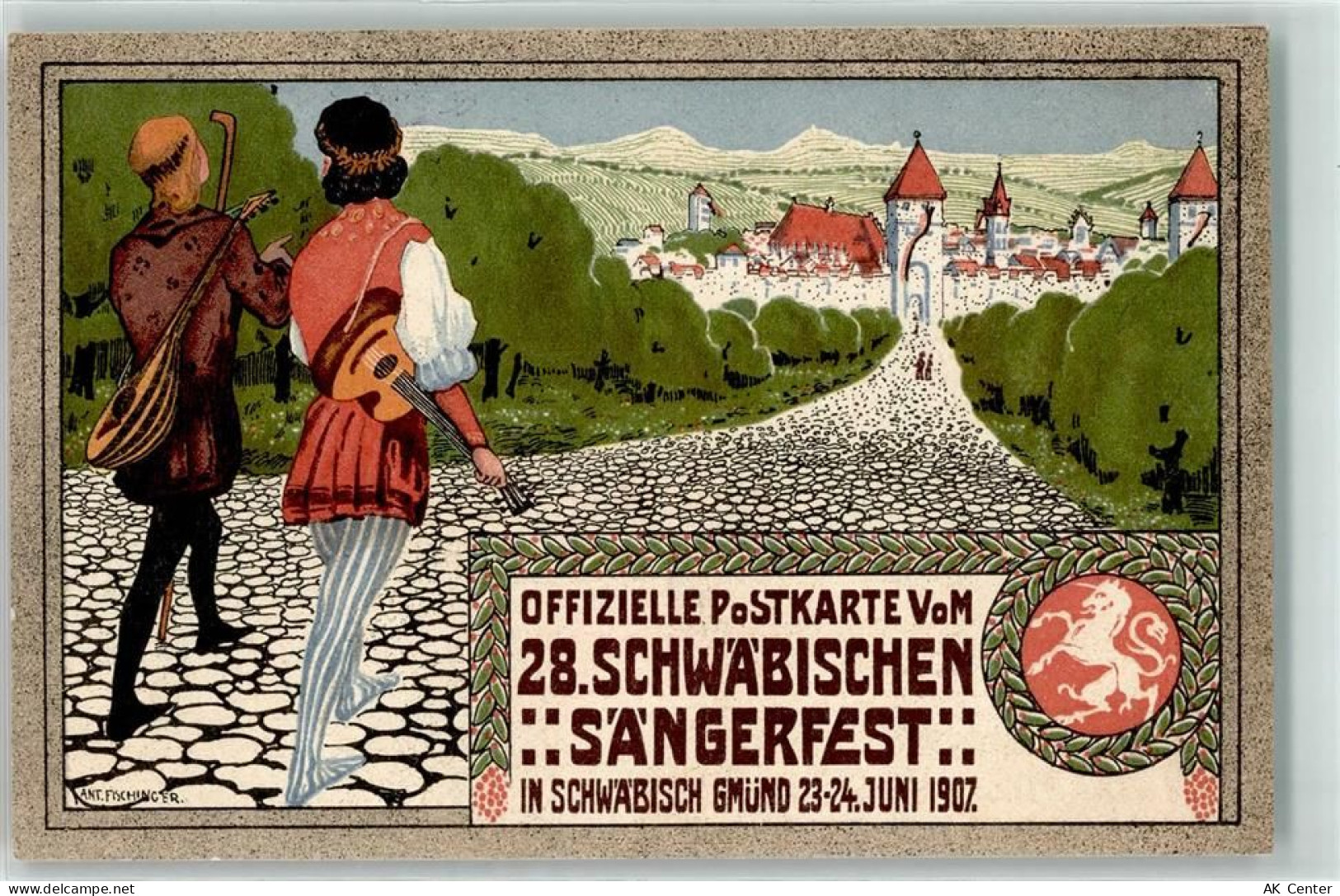 73072 W7076 Schwäbisch Gmünd Künstlerkarte 28. Schwäbisches Sängerfest J... - 13606891