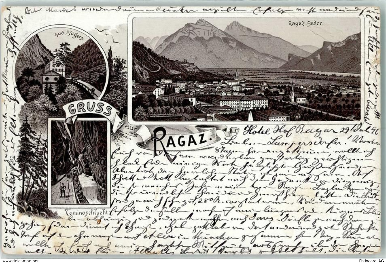 7310 Bad Ragaz 1896 Gebrauchsspuren Bad Pfäffers Ragaz Bäder Taminaschlu... - 13224870