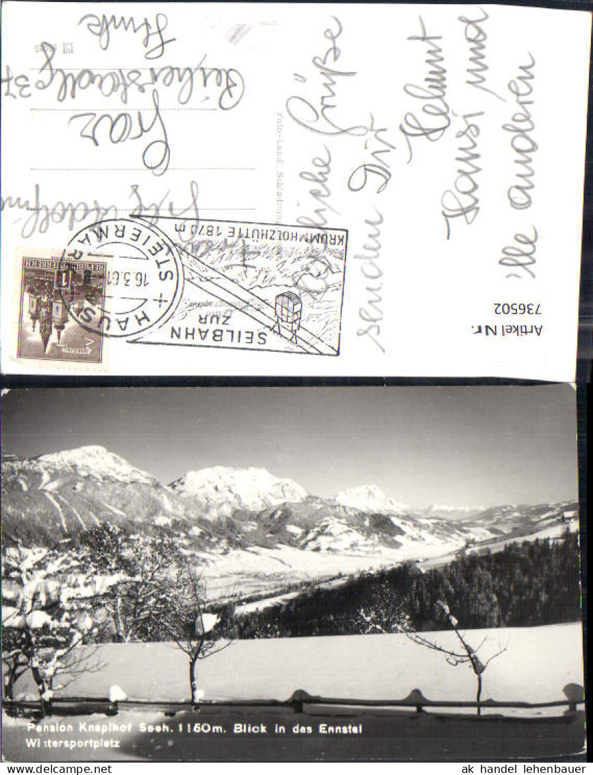 736502 Foto AK Pension Knaplhof Knapplhof Blick ins Ennstal im Winter Haus im Ennstal