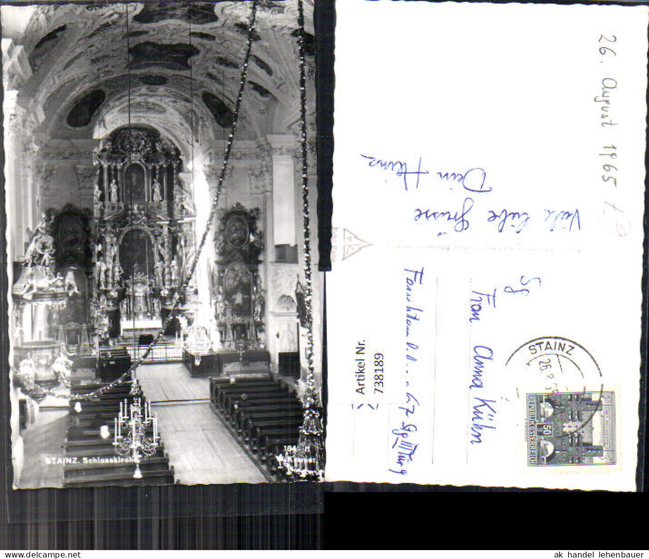 738189 Foto AK Stainz Schlosskirche Kirche Inneres