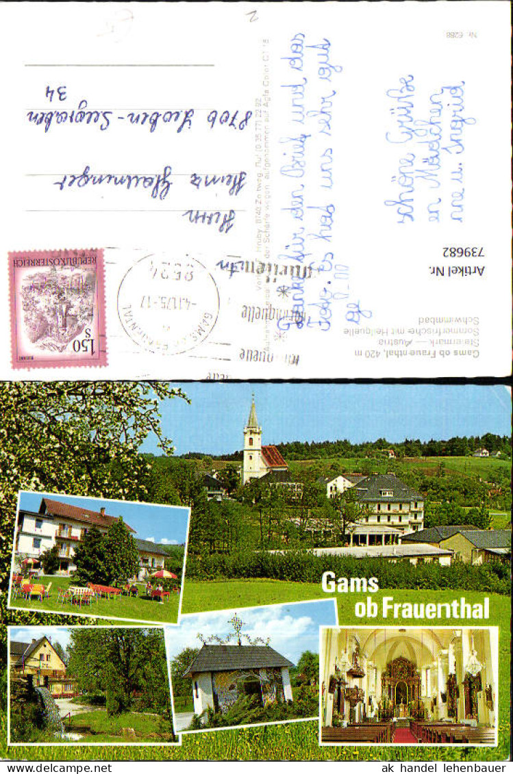 739682 Mehrbild AK Gams ob Frauenthal Bad Gams Kirche Inneres Quelle Gastgarten