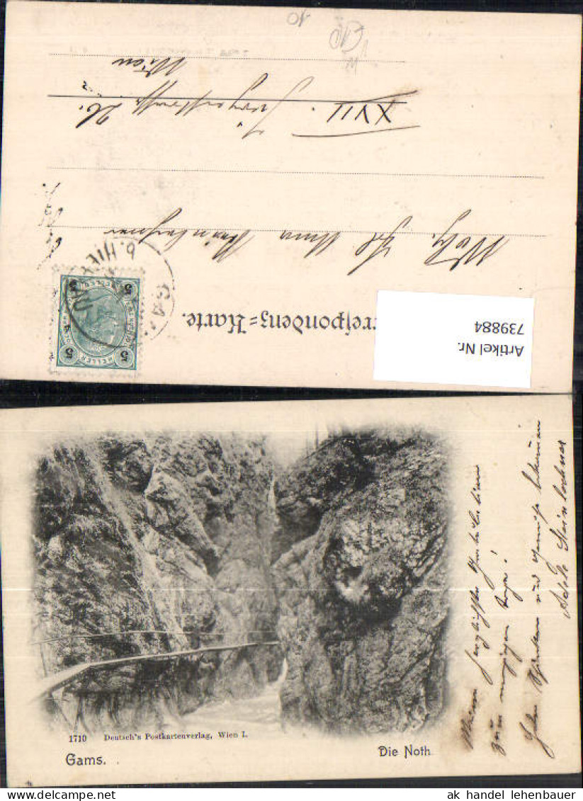 739884 Gams Bad Gams Die Noth Hieflau Gesäuse Schlucht pub Deutschs Postkartenverlag 1710